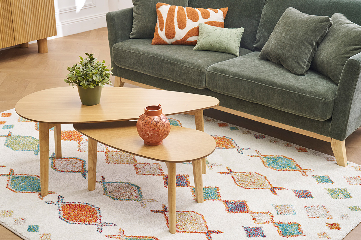 Tables basses gigognes scandinaves bois clair chne (lot de 2) ARTIK