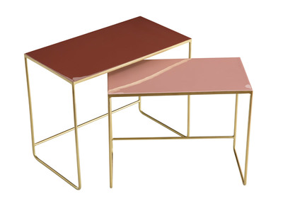 Tables basses gigognes terracotta, rose et or (lot de 2) WESS