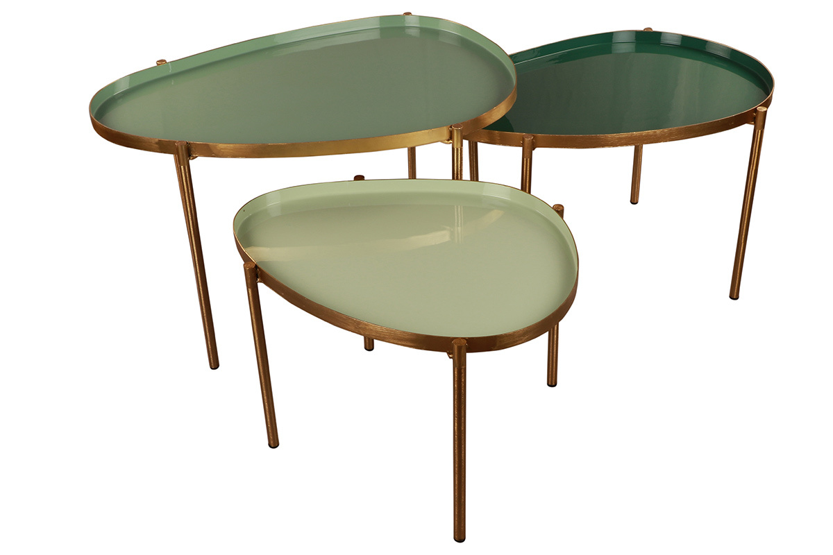 Tables basses gigognes vert clair et fonc� (lot de 3) ZURIA