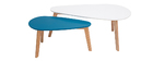 Tables basses scandinaves blanc et bleu canard (lot de 2) ARTIK