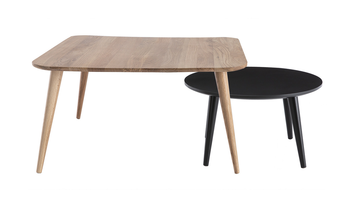 Tables basses scandinaves bois clair et noir (lot de 2) TALE