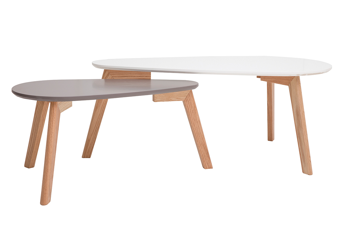 Tables basses scandinaves gris et blanc (lot de 2) ARTIK