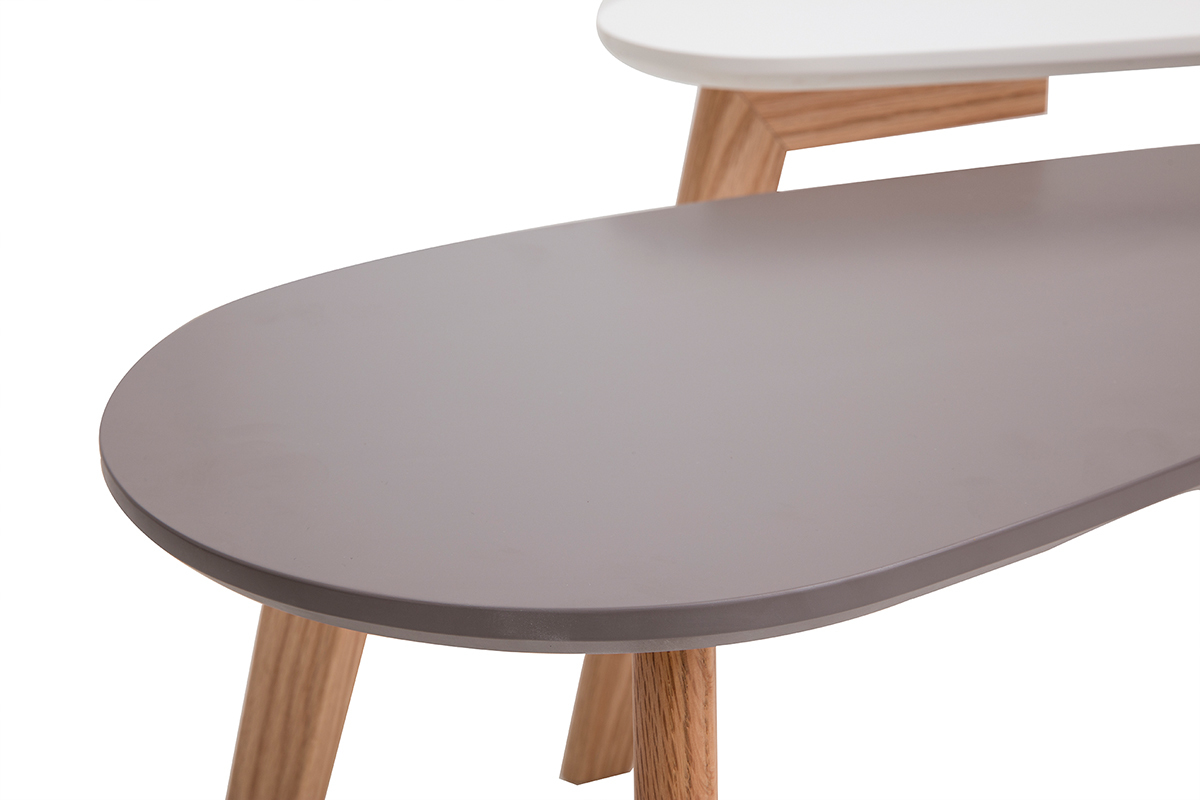 Tables basses scandinaves gris et blanc (lot de 2) ARTIK
