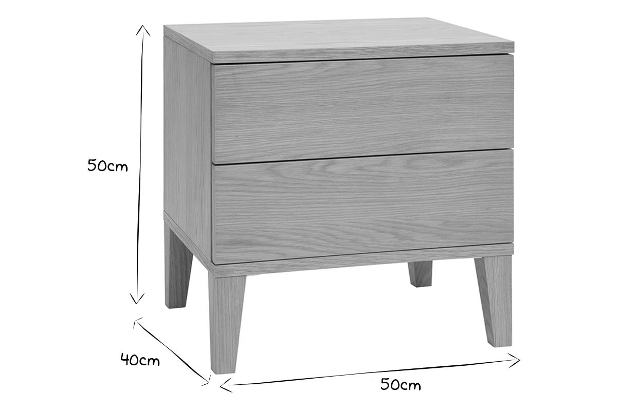 Tables de chevet avec rangements 2 tiroirs scandinave bois clair chne (lot de 2) FREDDY