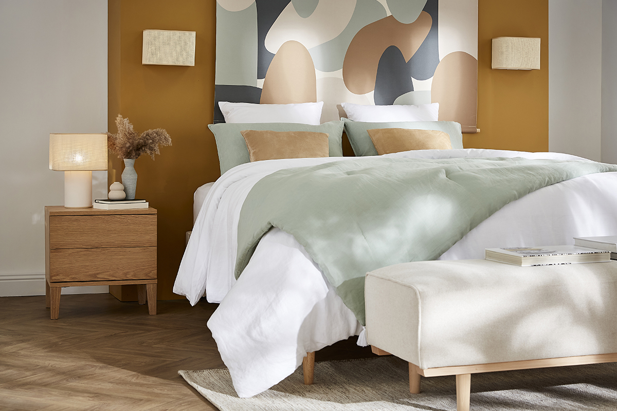 Tables de chevet avec rangements 2 tiroirs scandinave bois clair chne (lot de 2) FREDDY