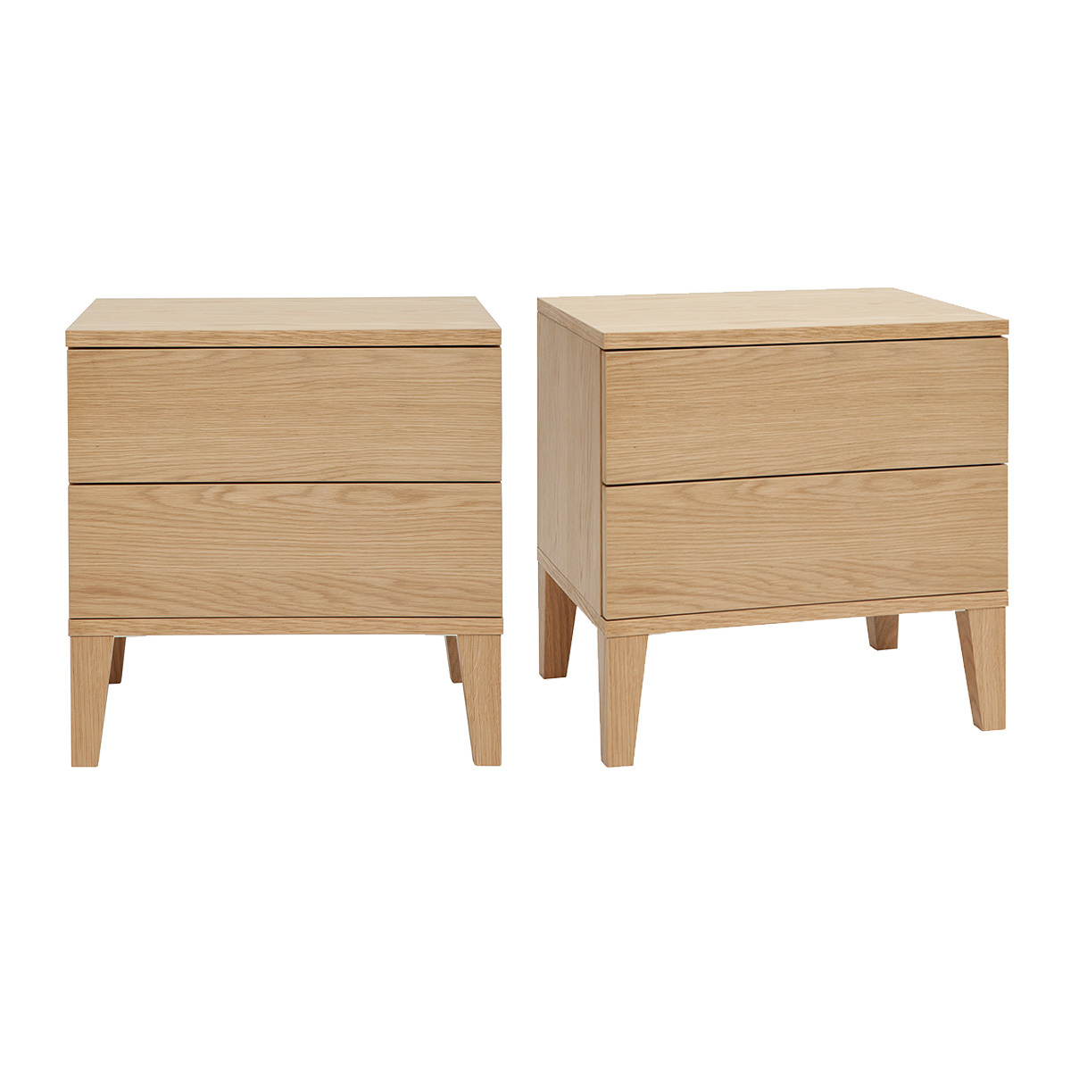 Tables de chevet avec rangements 2 tiroirs scandinave bois clair chêne (lot de 2) FREDDY