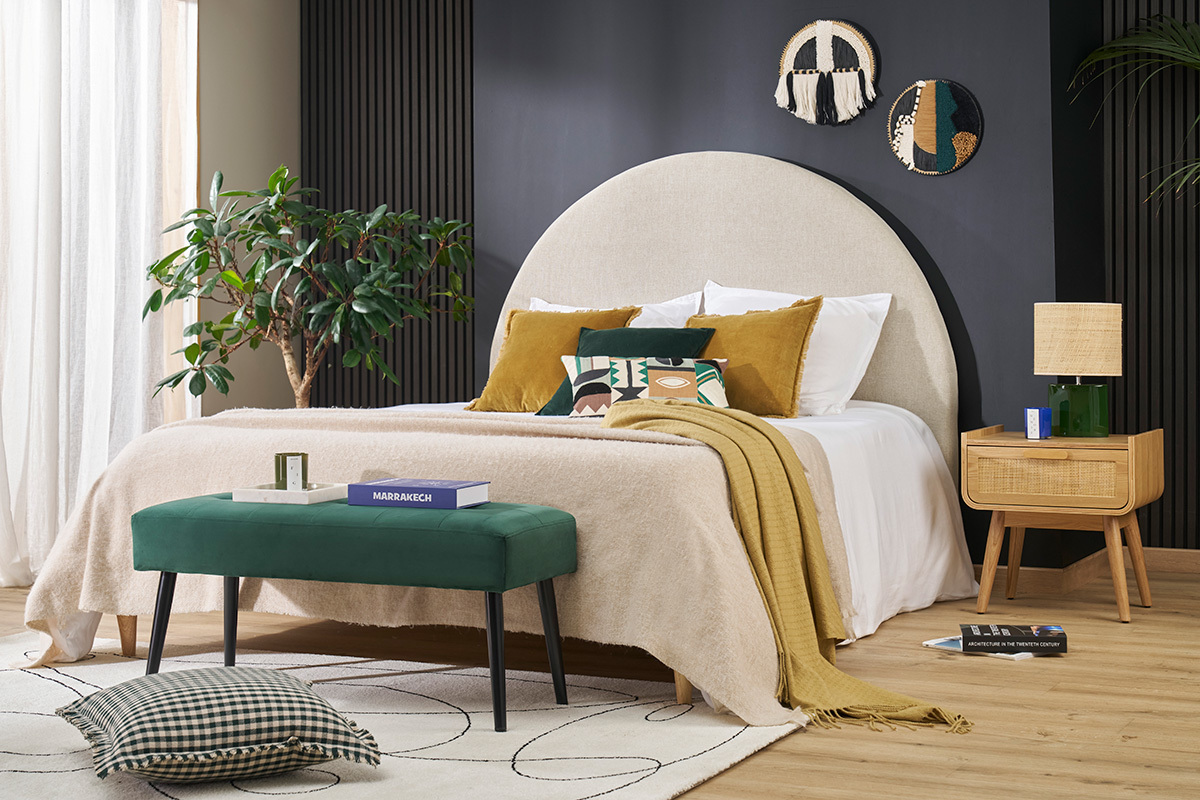 Tables de chevet avec tiroir en bois clair frne et cannage rotin (lot de 2) ATHNE