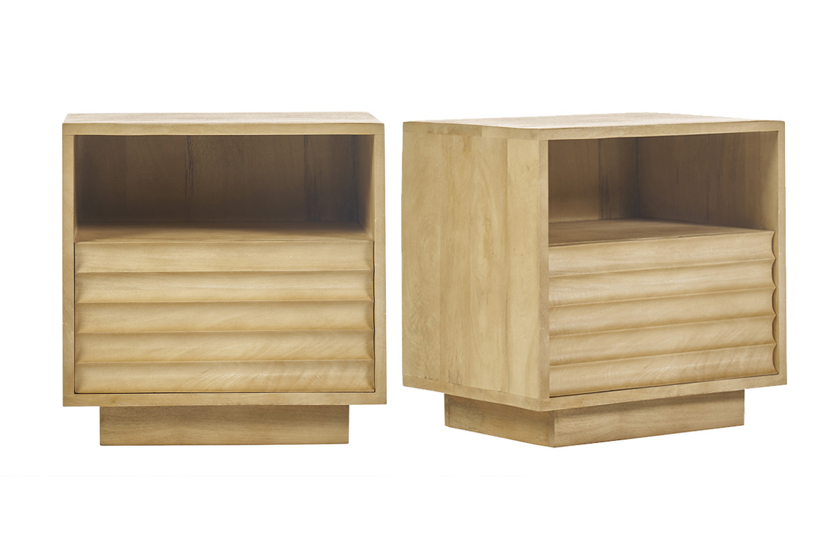 Tables de chevet avec tiroir en bois manguier massif L45 (lot de 2) MATCHA