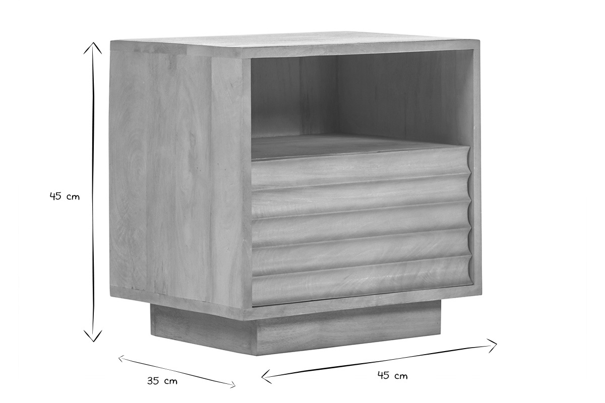 Tables de chevet avec tiroir en bois manguier massif L45 (lot de 2) MATCHA