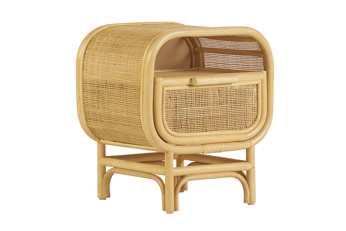 Tables de chevet avec tiroir en rotin (lot de 2) LUWAK