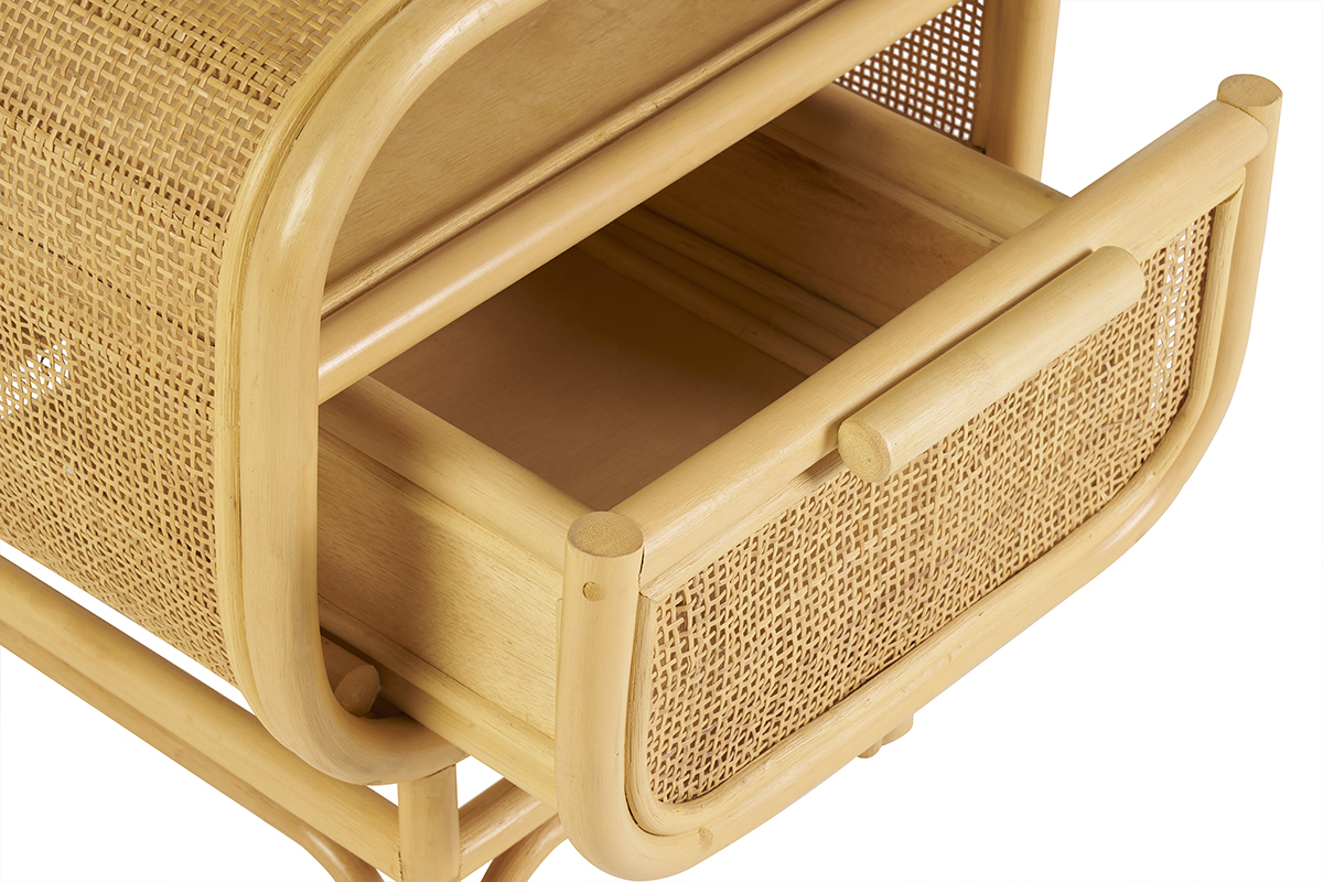 Tables de chevet avec tiroir en rotin (lot de 2) LUWAK