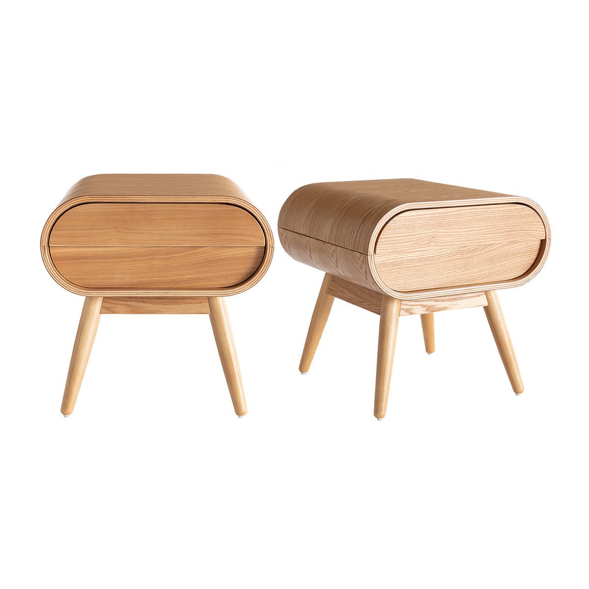 Tables de chevet avec tiroir vintage bois clair (lot de 2) BJORG