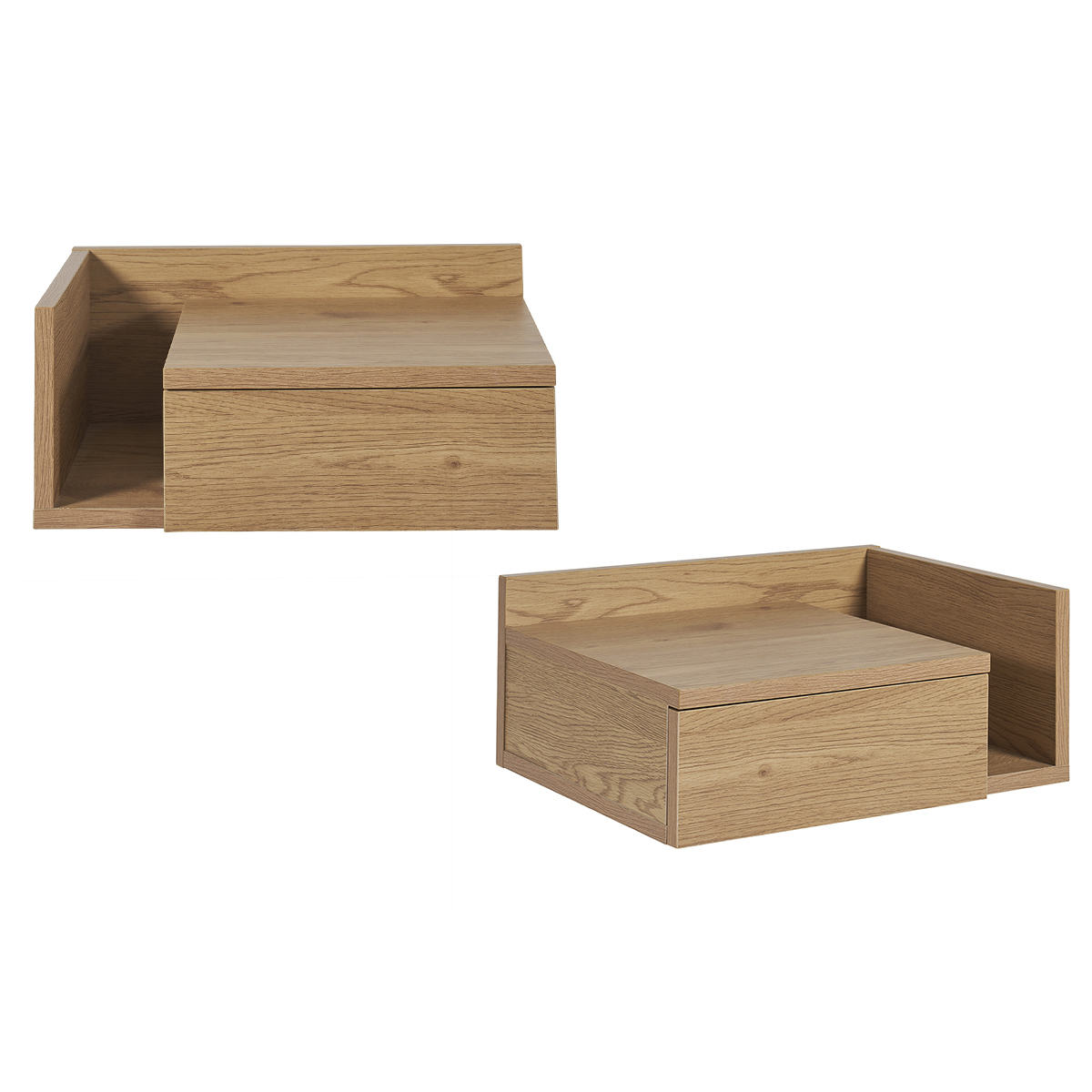Tables de chevet murales finition bois clair chêne avec tiroir (lot de 2) NASTY