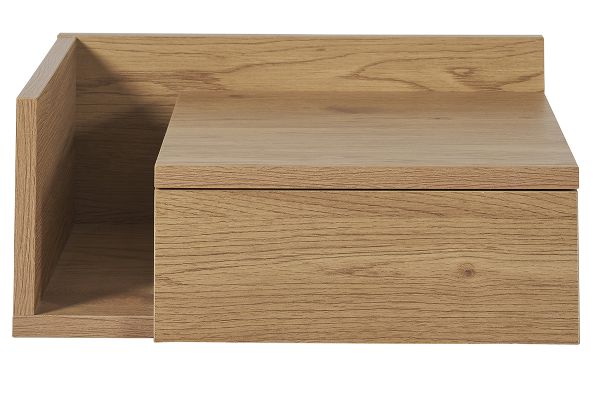 Table De Chevet Murale Design Minimaliste - Tiroir Push-to-open, Finition Gris Cachemire - Fabriqué En Pologne