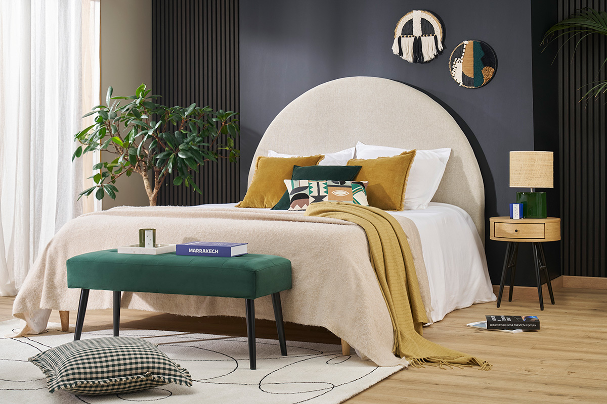 Tables de chevet rondes avec tiroir bois clair et mtal noir (lot de 2) KORAL