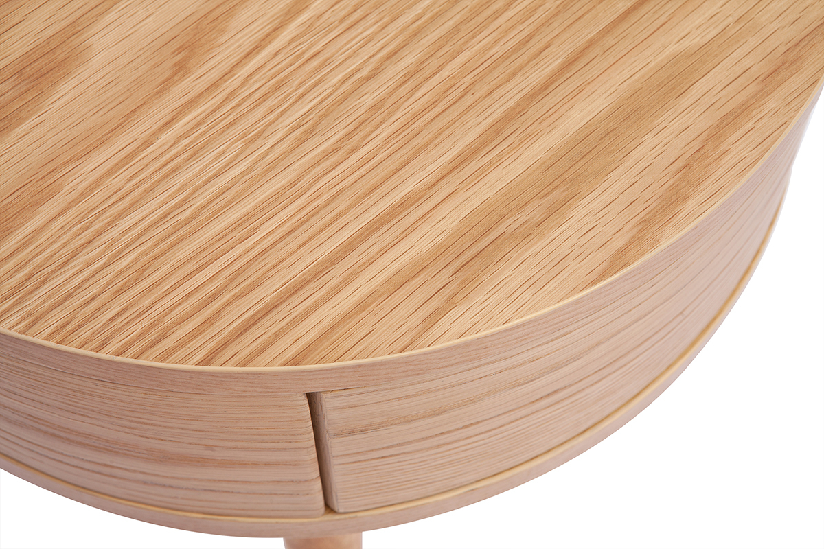 Tables de chevet rondes en bois clair avec tiroir (lot de 2) JUDITH