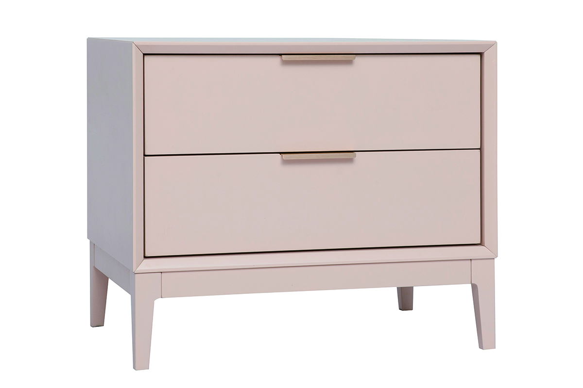 Tables de chevet rose et mtal dor avec rangements (lot de 2) GIANA