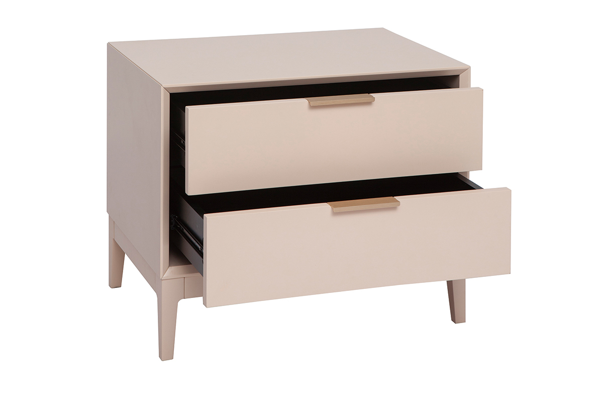 Tables de chevet rose et mtal dor avec rangements (lot de 2) GIANA