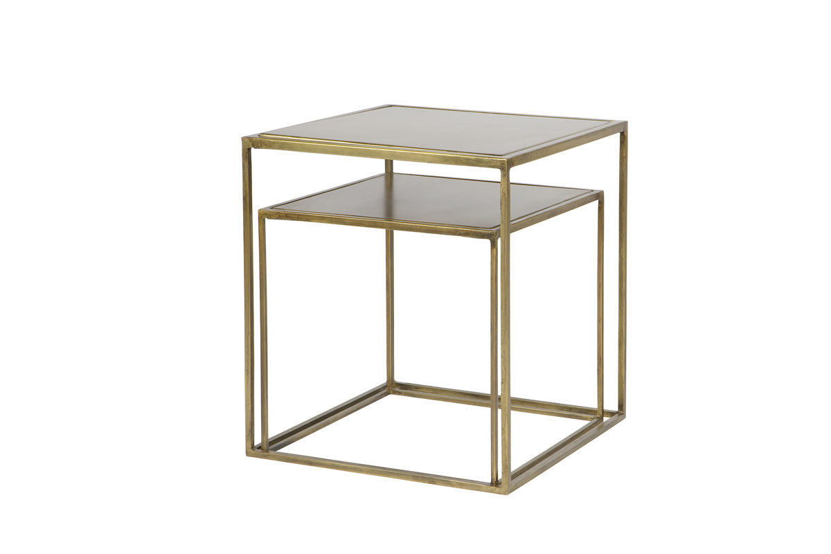 Tables gigognes design m�tal laiton (lot de 2) ERINE