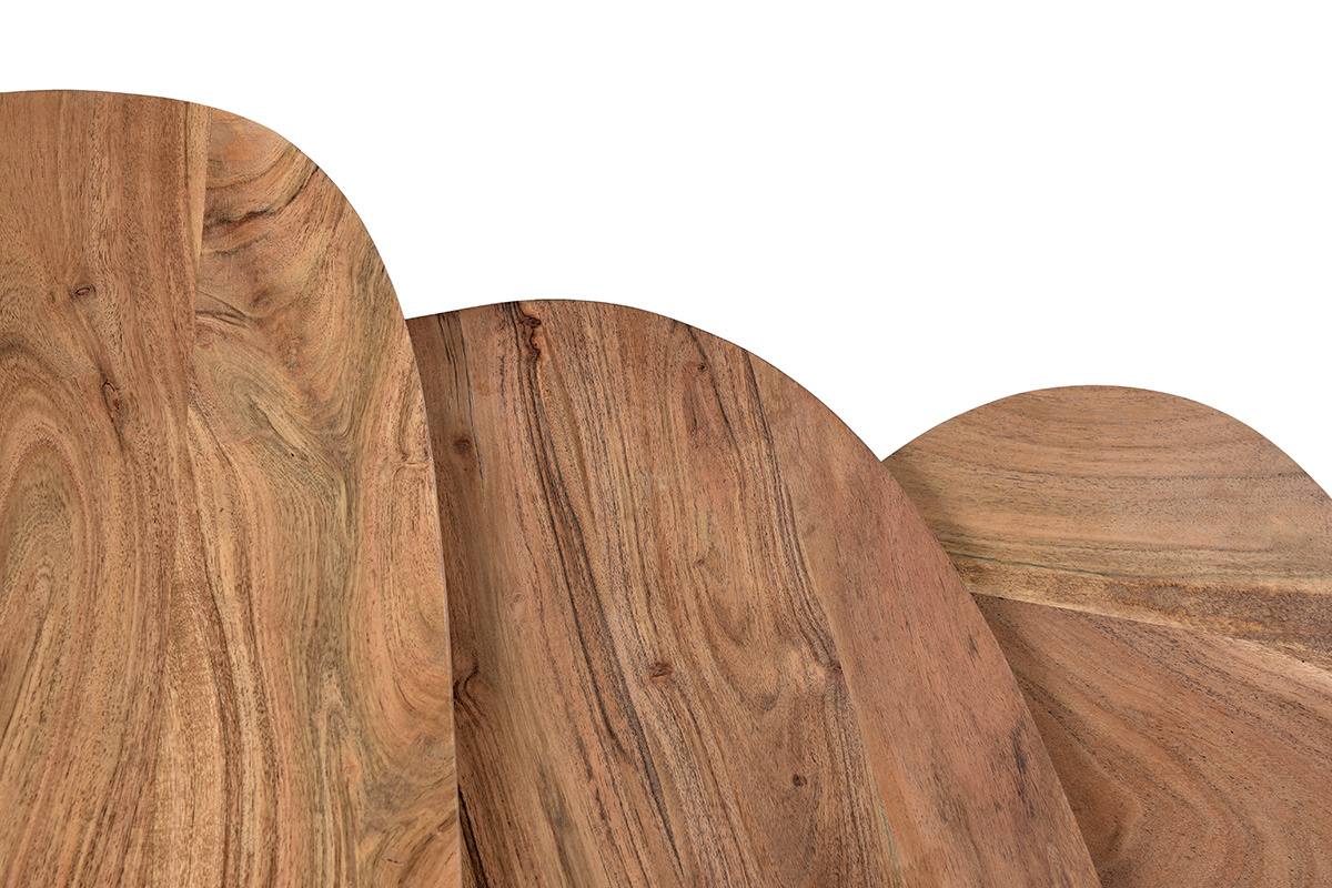 Tables gigognes en acacia massif et m�tal (lot de 3) STONES