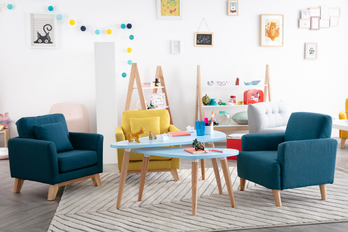 Tables gigognes scandinaves bleu clair et bois clair (lot de 2) ARTIK