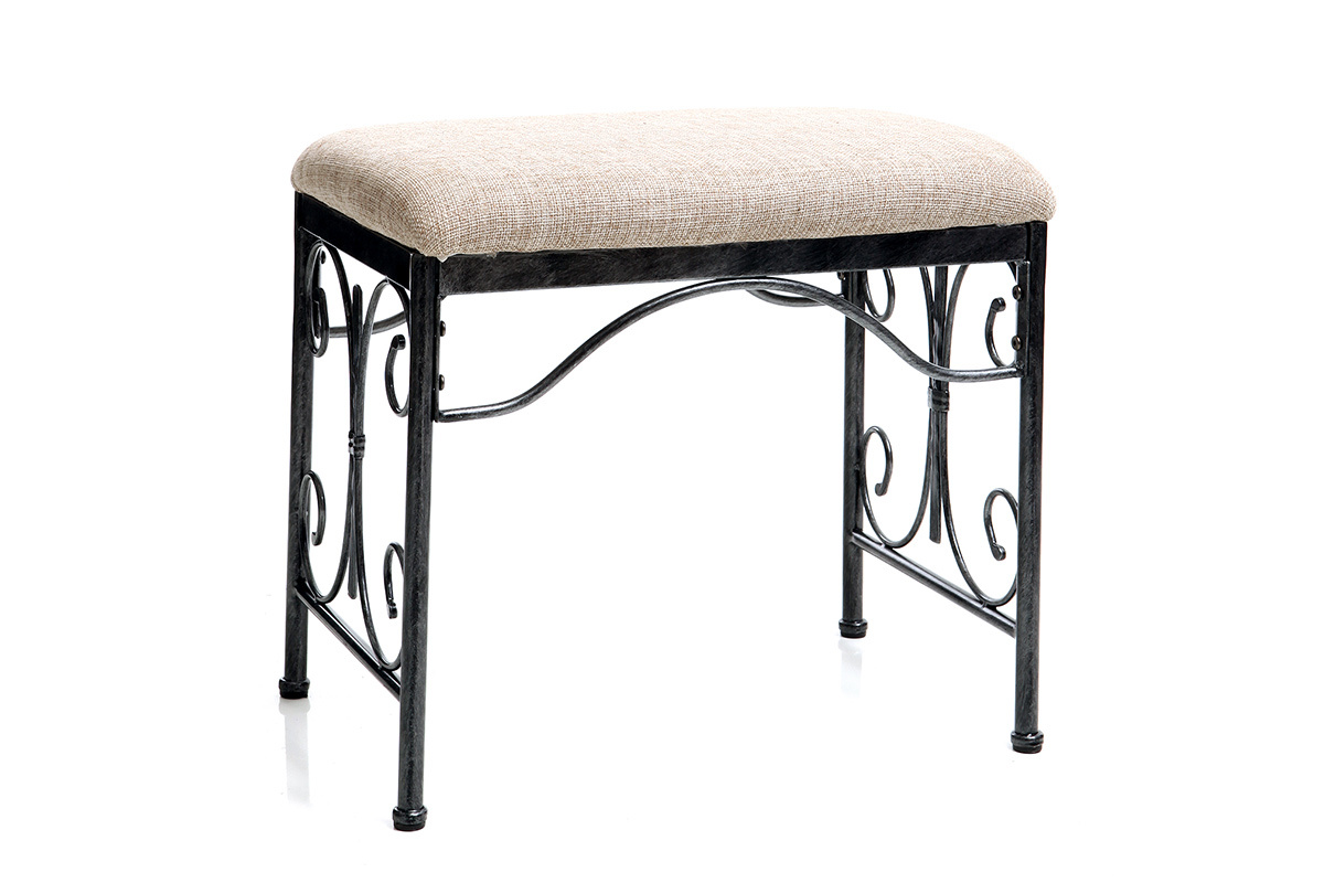 Tabouret baroque noir mtal VICTORIA