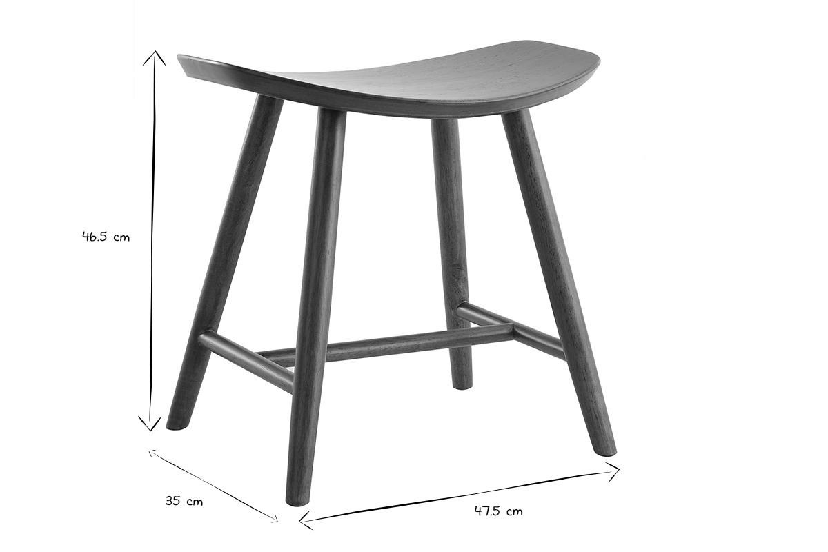 Tabouret bas bois fonc� H46.5 DEMORY