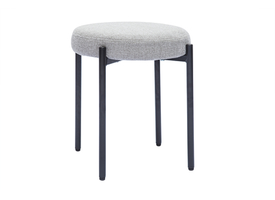 Tabouret bas empilable en tissu effet velours texturé gris clair et métal noir H41 cm KIKO