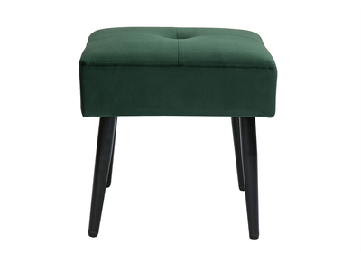 Tabouret bas en tissu effet velours texturé vert foncé et métal noir H46 cm GUESTA