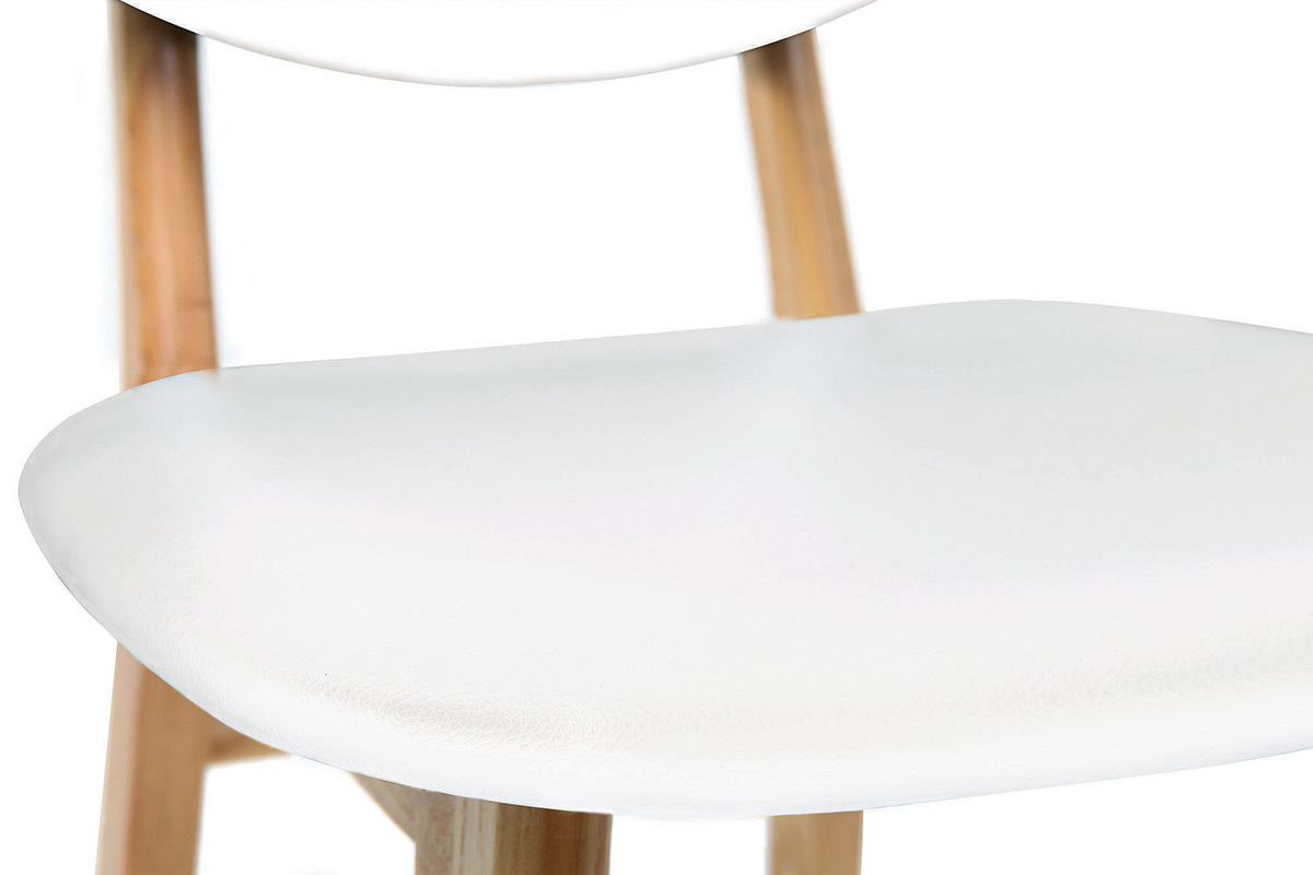 Tabouret / chaise de bar design blanc et bois naturel NORDECO