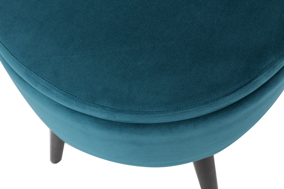 Tabouret coffre en velours bleu canard MADO