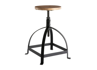 Tabouret d'appoint m&eacute;tal et bois 65 cm INDUSTRIA