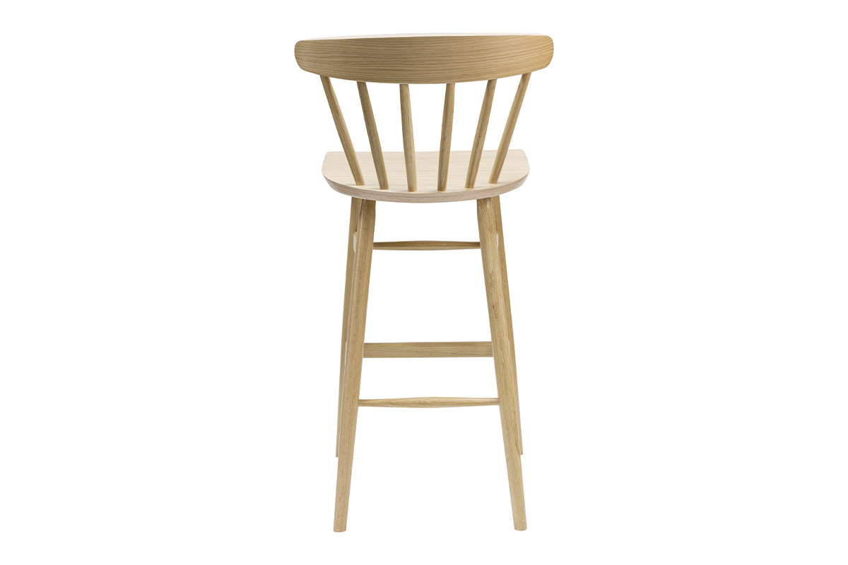 Tabouret de bar � barreaux bois ch�ne H65 cm DARIA