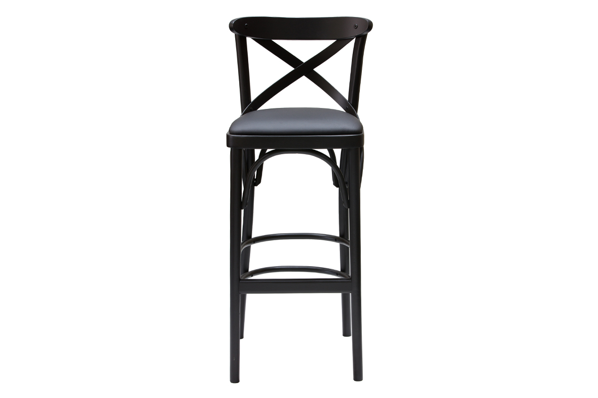 Tabouret de bar bistrot htre massif noir H75 MARCEL
