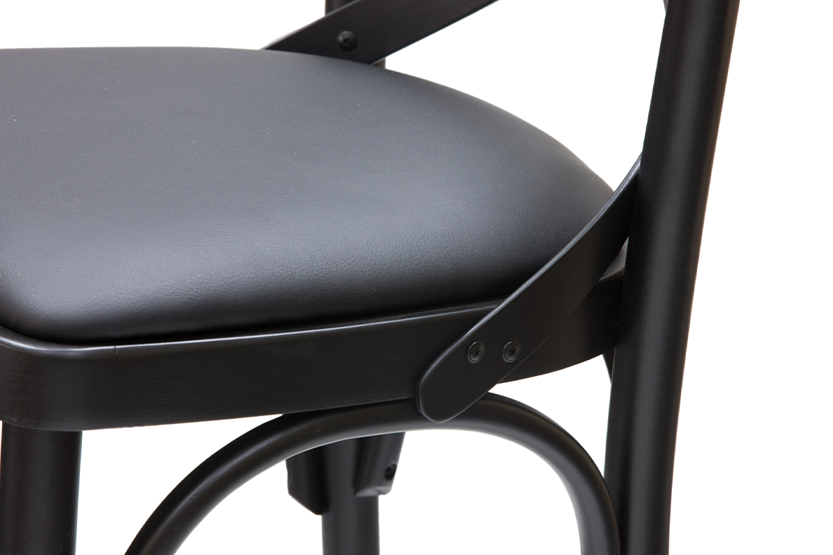 Tabouret de bar bistrot htre massif noir H75 MARCEL