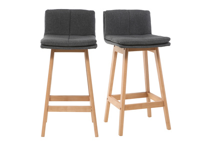 Tabouret de bar bois et gris fonc&eacute; 65 cm (lot de 2) JOAN