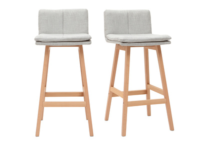 Tabouret de bar bois et gris perle 65 cm (lot de 2) JOAN