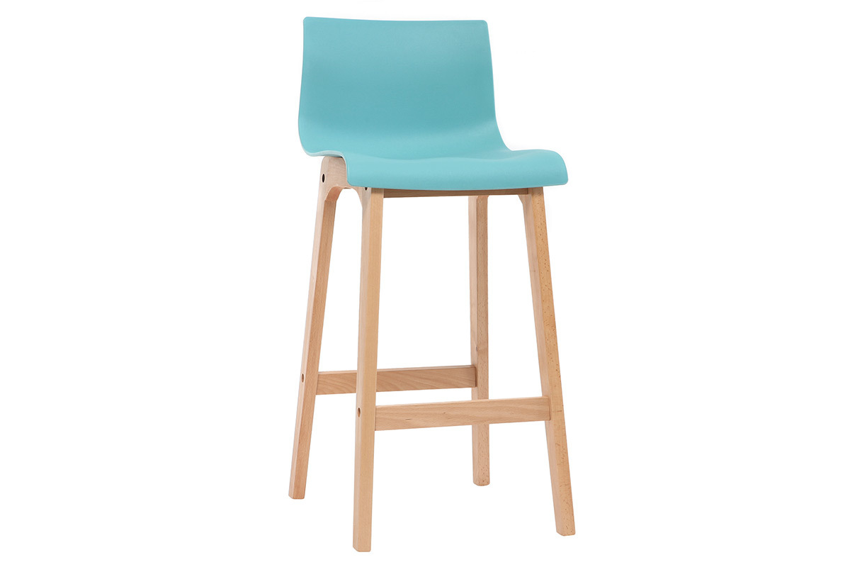 Tabouret de bar bois et turquoise 75 cm (lot de 2) NEW SURF