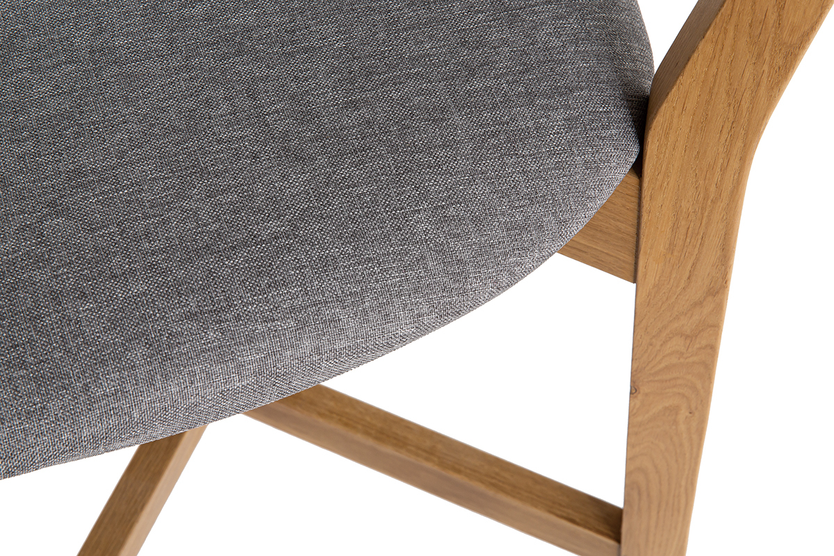 Tabouret de bar ch�ne et assise gris chin� H65 cm LUCIA