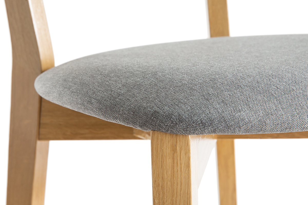 Tabouret de bar ch�ne et assise gris chin� H75 cm LUCIA