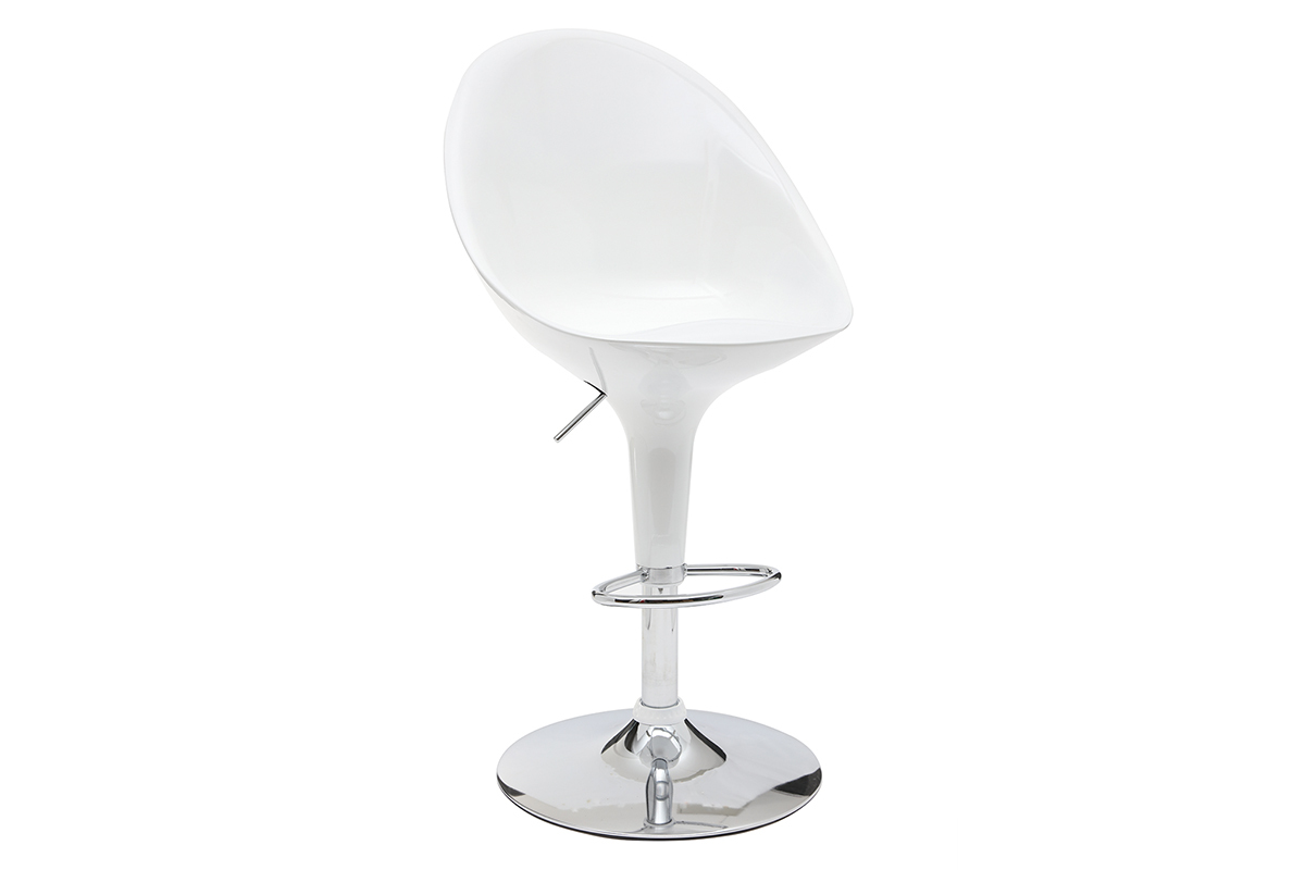 Tabouret de bar / cuisine blanc design OEUF (lot de 2)