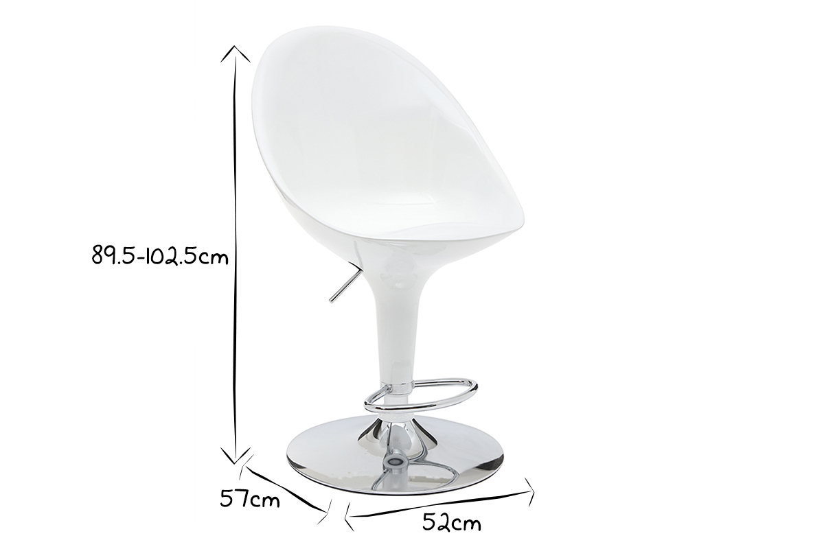 Tabouret de bar / cuisine blanc design OEUF (lot de 2)
