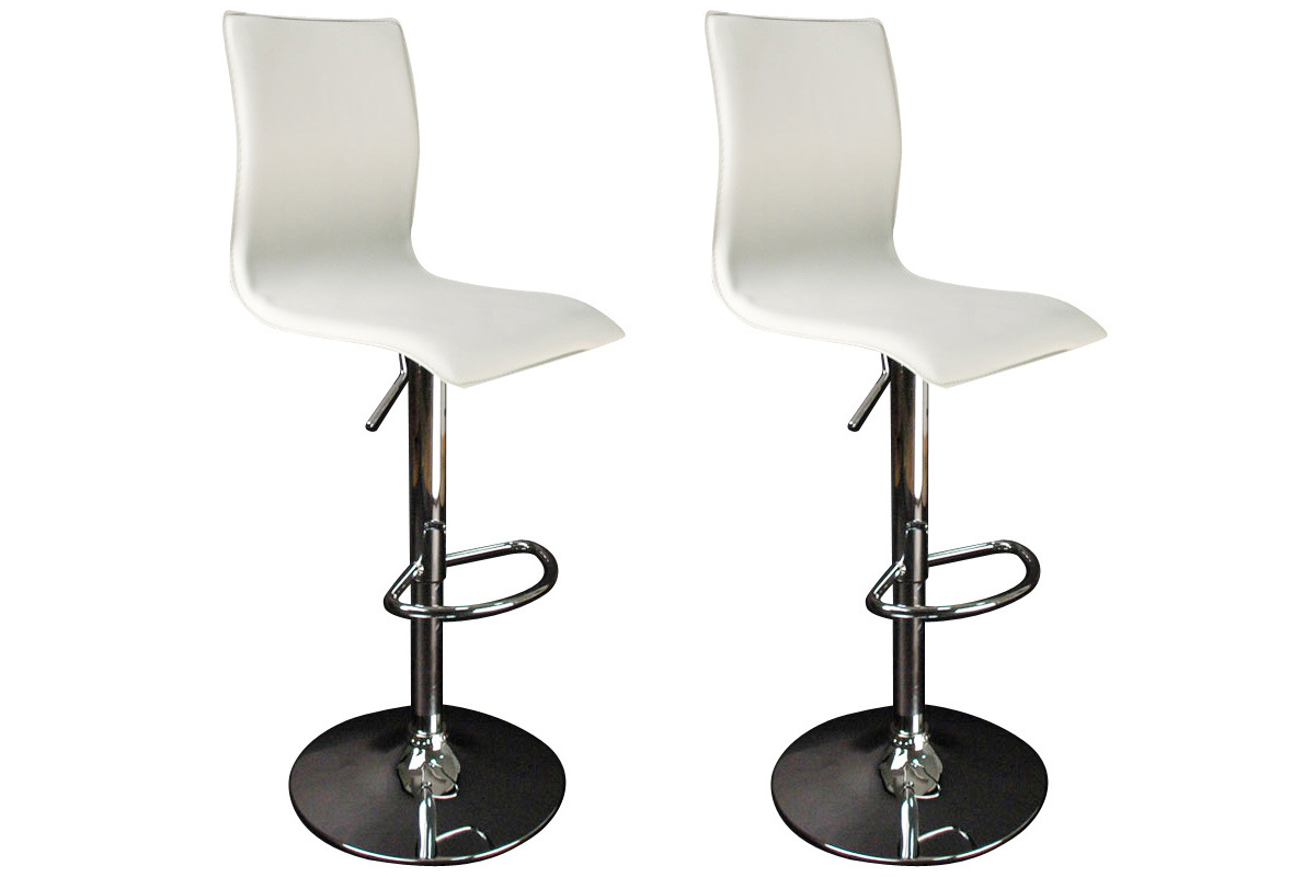 Tabouret de bar / cuisine blanc moderne SURF ALTO (lot de 2)