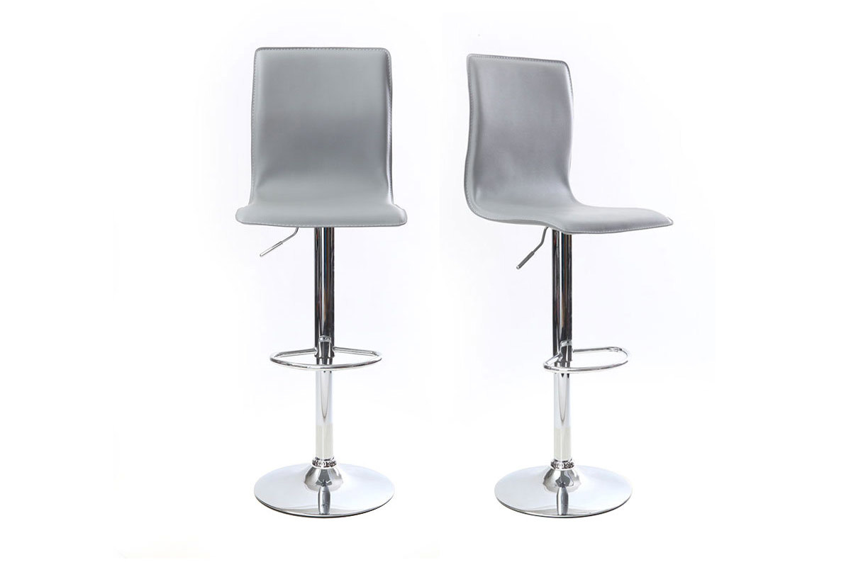 Tabouret de bar / cuisine gris moderne SURF ALTO (lot de 2)