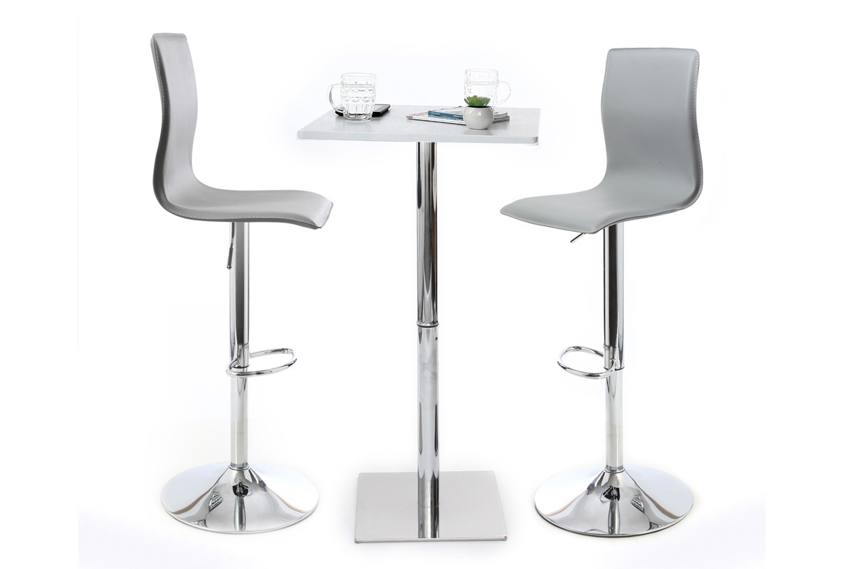 Tabouret de bar / cuisine gris moderne SURF ALTO (lot de 2)