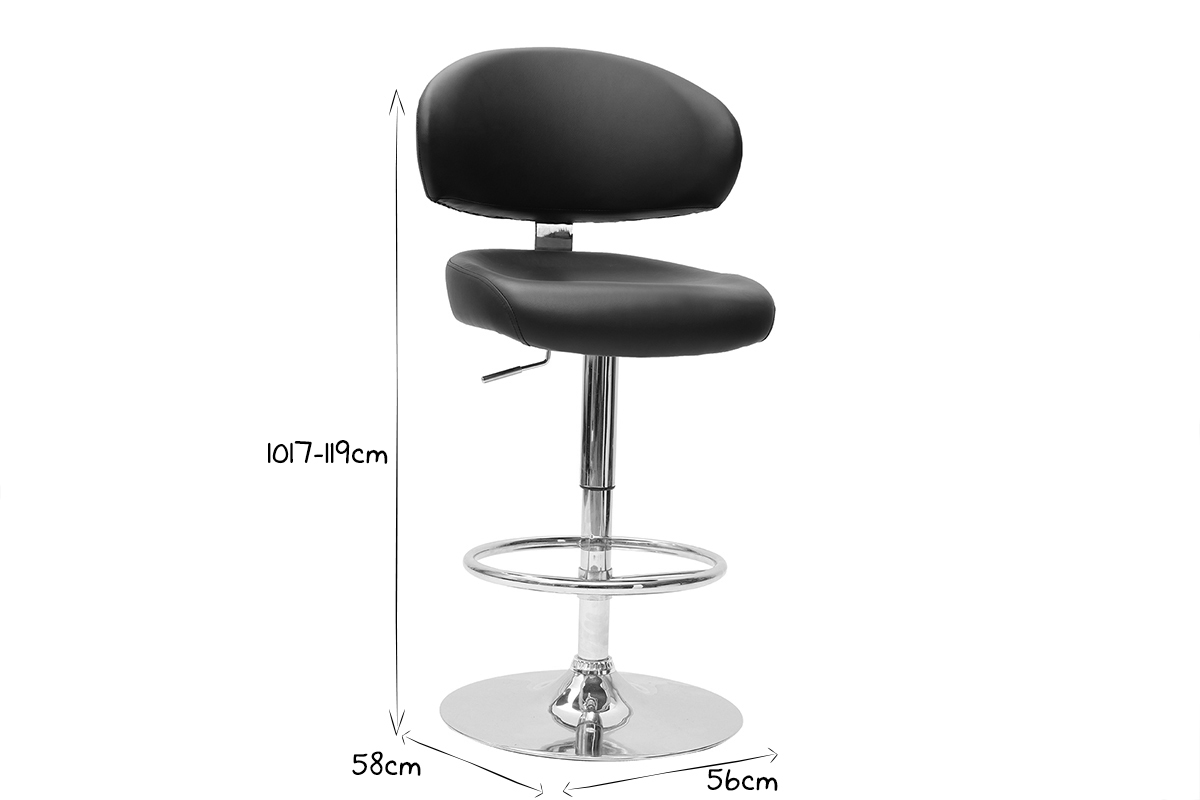 Tabouret de bar / cuisine noir contemporain NEPTUNE