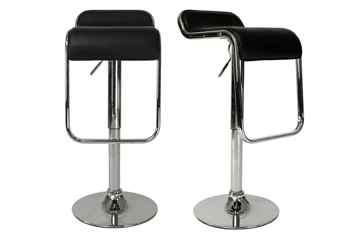 Tabouret de bar / cuisine noir design ANDROMEDE (lot de 2)