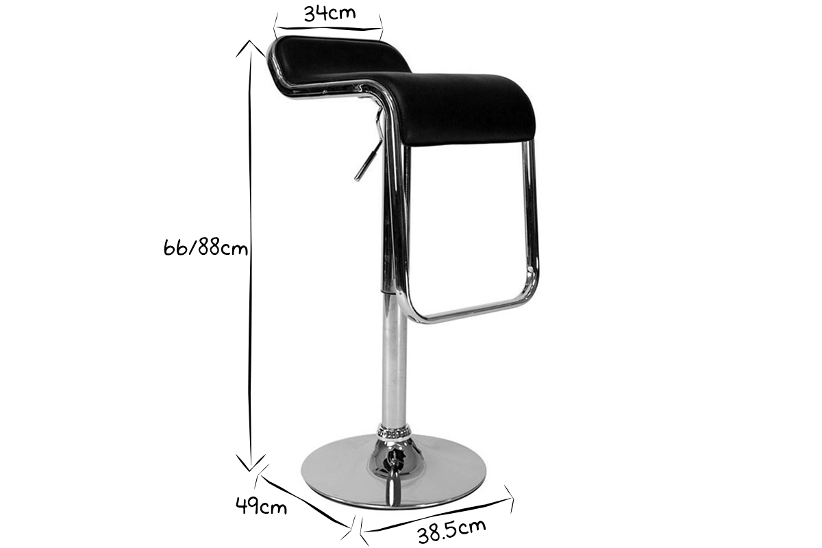 Tabouret de bar / cuisine noir design ANDROMEDE (lot de 2)