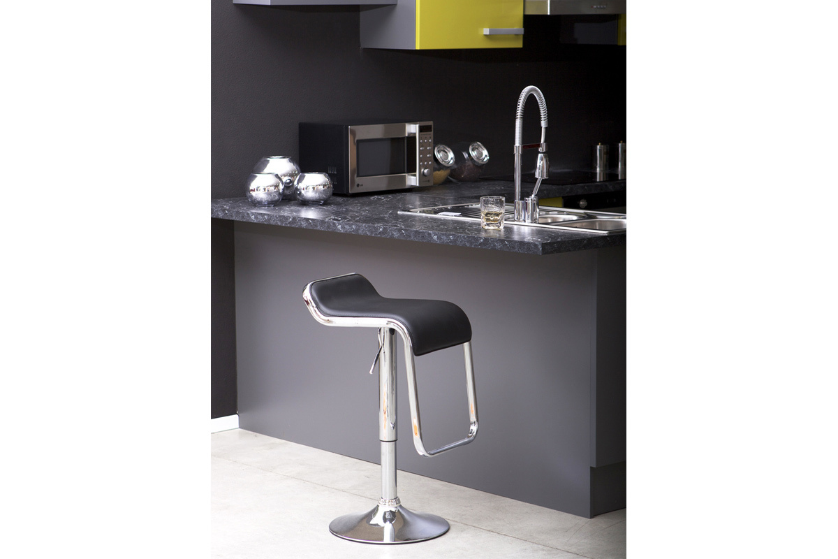 Tabouret de bar / cuisine noir design ANDROMEDE (lot de 2)