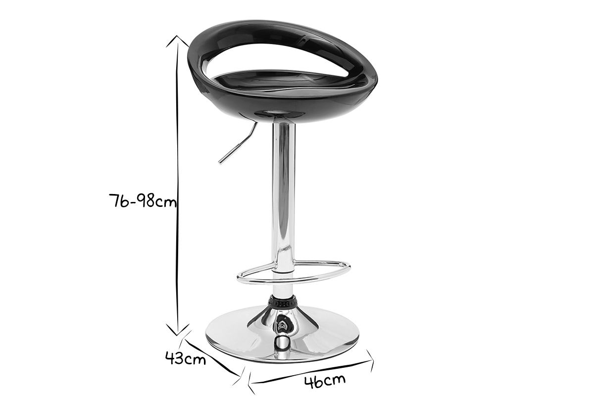 Tabouret de bar / cuisine noir moderne COMET (lot de 2)